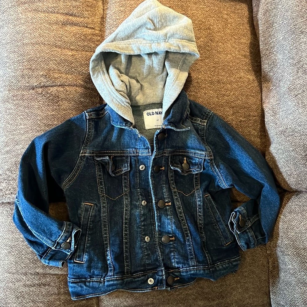 Old Navy 4T Hooded Denim Jacket, EUC